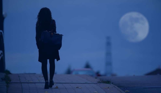 girl and moon